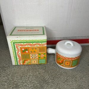 1970s Patchwork Perfumed Candle And Holder By Avon.